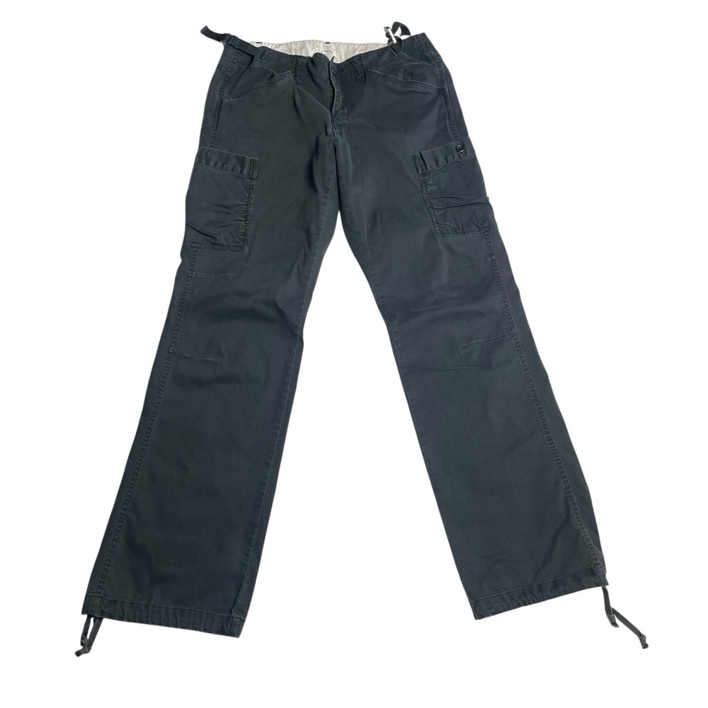 Vintage Y2K Low Rise Baggy Cargo Pants Size 6 Old Navy Black Drawstring Hem